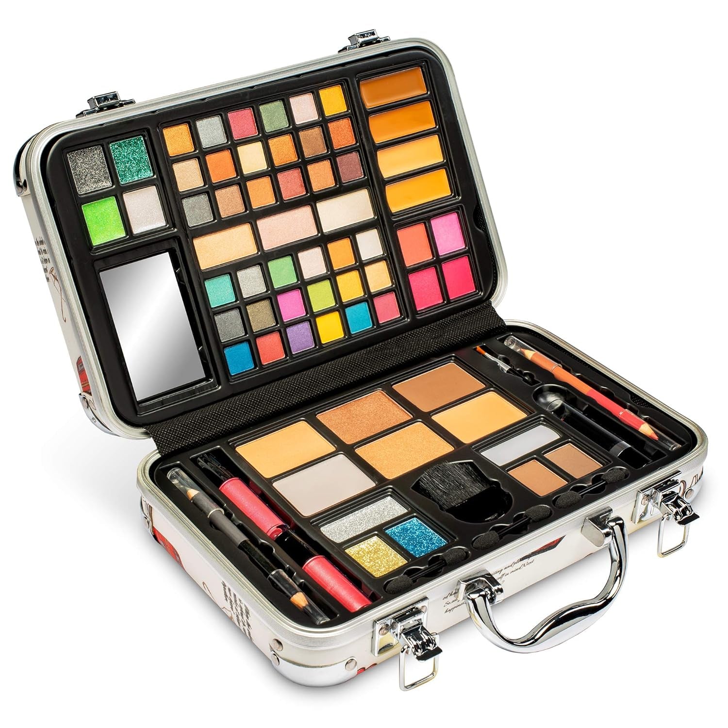 All-in-One Makeup Kit Gift Set – 41 Eyeshadows, 7 Glitters, Lip & Eye Pencils, Lipsticks, Blush, Concealers, Bronzers & Mirror